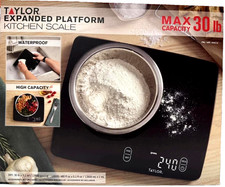 Taylor High-Quality Expanded Platform Digital Kitchen Scale 30lb Max Waterproof