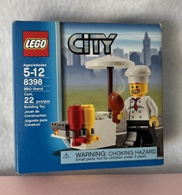 LEGO 8398 CITY BBQ Stand, Chef Ketchup Mustard **NEW - SEALED - RETIRED**