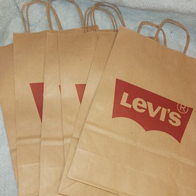 Levi Red Logo Brown Paper Shopping Gift Bags. Lot Of 6. Brand New. 10x13