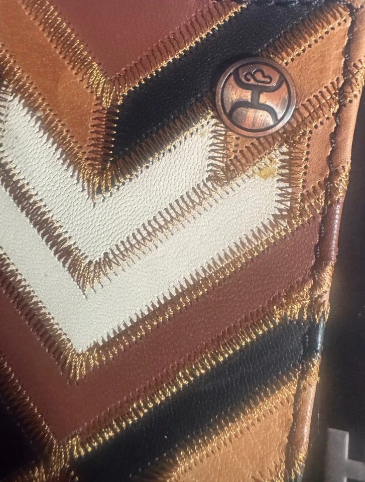 HOOEY Leather RODEO check book WALLET BROWN/BLACK W/PATCHWORK HW007-BRBK - Image 2 of 4