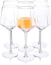 Cellar Door Decor Wine Glasses - Set of 6 - Crystal Hexagon - Hand Blown