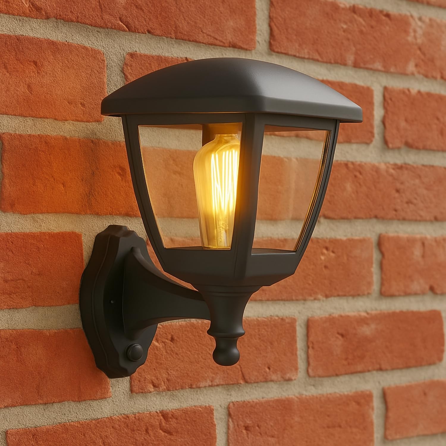 CGC Lighting Outdoor Wall Light Black Lantern Traditional E27 Mains Power Full W