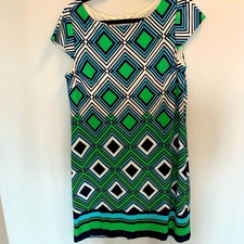 Eliza J size large geometric green blue dress