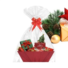 Christmas Baskets Empty Red Cardboard Home Decor with Handles