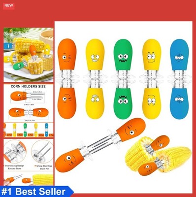 Corn Holders 10 Pack 5 Pairs Stainless Steel Funny Faces Silicone Handle BBQ