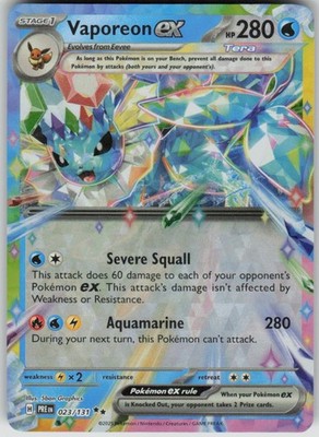 Vaporeon ex Double Rare Holo Prismatic Evolutions NM 023/131