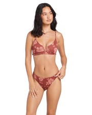 Volcom Juniors' Mauve Rose Sunbaked Floral Ribbed V-Wire Bikini Top S NWT