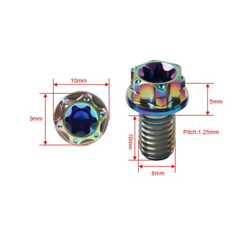 6x Tytanowe śruby Torx Głowica Kołnierz Śruba M8x10mm Palenie Niebieskie do motocykla - Zdjęcie 12 z 12