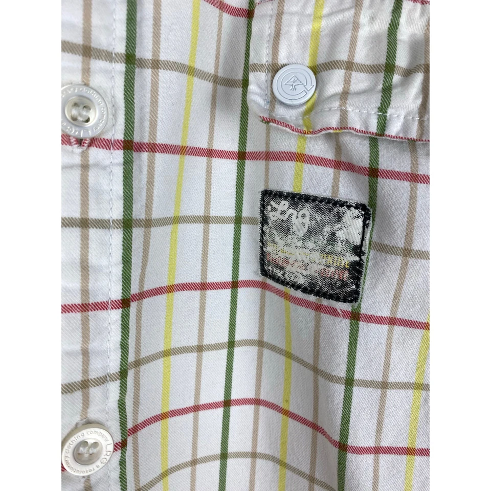 Camisa masculina LRG Lifted Research Group tecidos tamanho L xadrez creme botão para cima - Imagem 2 de 4