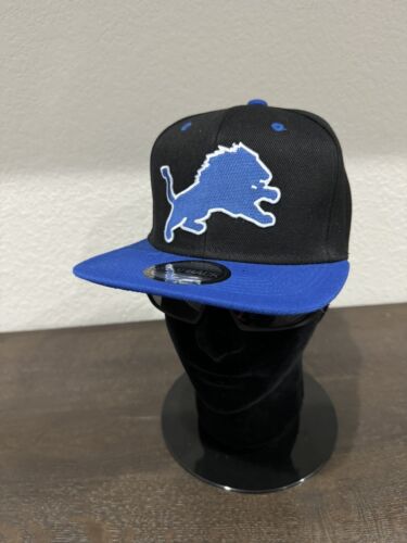 DETROIT LIONS THROWBACK RETRO LOGO BLUE & BLACK ADULT SIZE SNAPBACK HAT CAP NEW - Picture 1 of 6