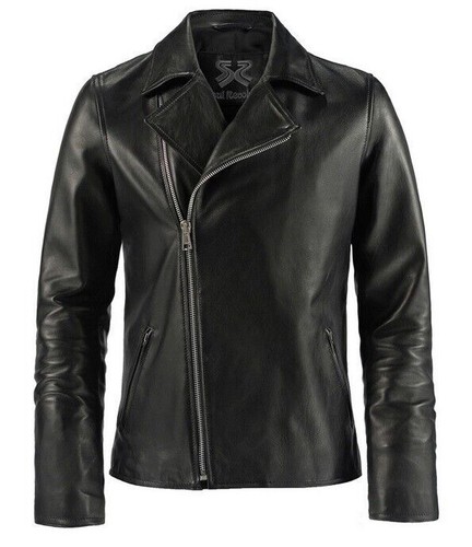 Herren Echt Lammleder Lederjacke Schwarz Biker Motorrad Mantel Jacke - 018 - Bild 1 von 6