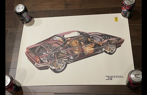 Ferrari Mondial 3.2 lithograph factory print ref 391/85