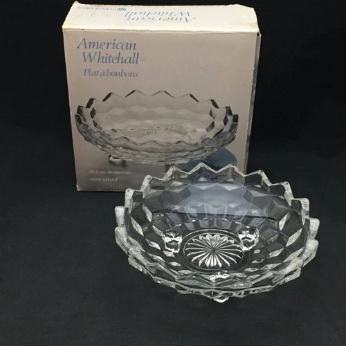 Indiana Glass American Whitehall Bonbon Dish with original box - 3 footed