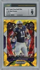 2021 Prizm Draft Picks All-American Gold Ice Micah Parsons CSG 9 MINT Rookie RC
