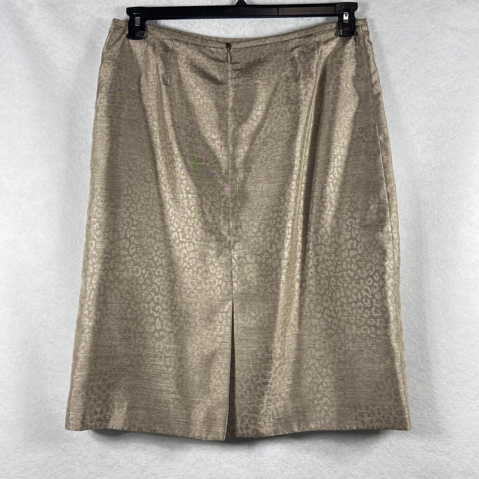 Le Suit 2PC Skirt Suit Women’s 14 Champagne Blazer Button Leopard Prints Shiny