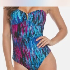 Spanx Wavelength Slimming Bandeau One Piece Swimsuit Strapless/Halter Sz16