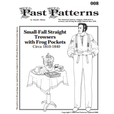 Past Patterns 0008 - 1800s Small Fall Straight Trousers pattern waist 28''-42''