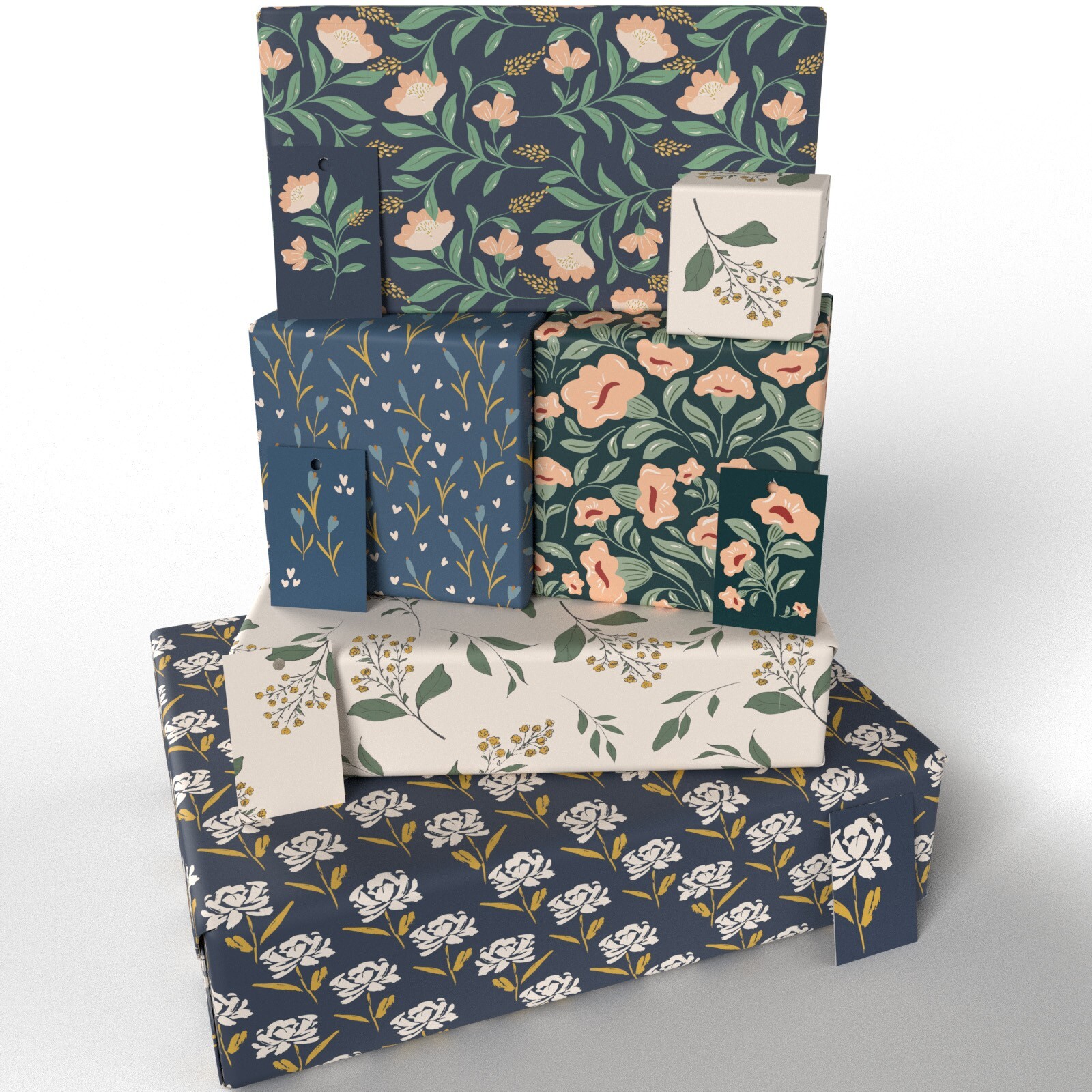 Contemporary Flowers 10 sheets & tags 100 Recycled Birthday