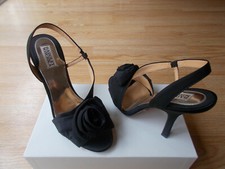 Badgley Mischka Lanah Shoes Slingbacks Pumps Satin Rose Black sz 10 M NEW