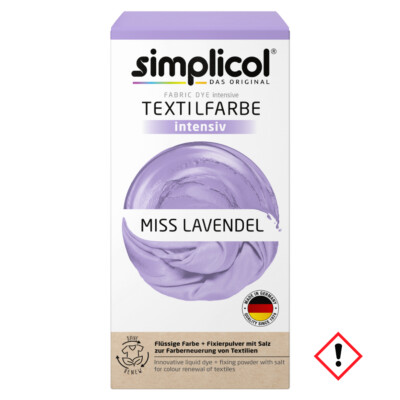 Simplicol Textilfarbe intensiv Miss Lavendel Set Farbe und Fixierer