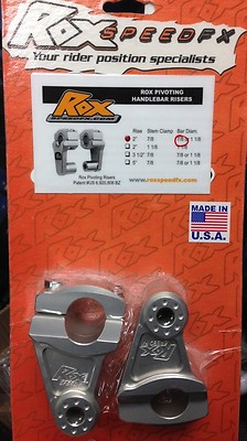 Rox Speed FX Handle Bar Handlebar Pivoting Risers SILVER 2'' Rise x 7/8'' 3R-P2SSM