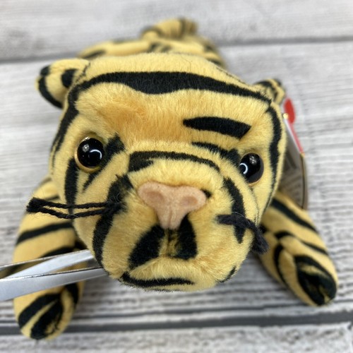 STRIPES the Tiger Beanie Babies TY Retired 1995 Small Animal Plush Toy - Picture 2 of 11