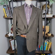 Stafford Hartmarx Men's Sport Coat Blazer Two Button Houndstooth Brown Wool 42R