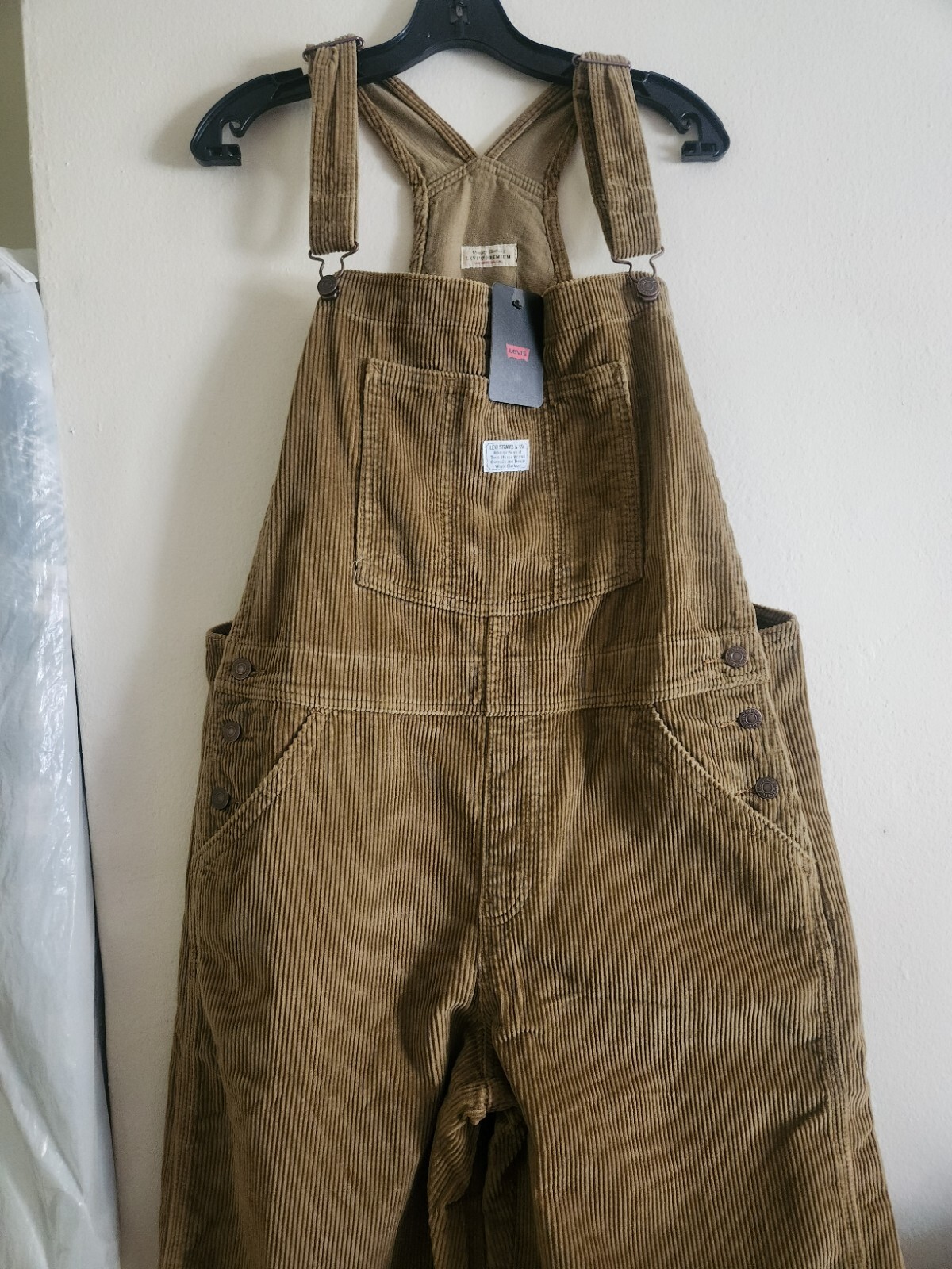 Levi's Premium Baggy Corduroy Women's Overalls Ermine Tan Women's XL NWT