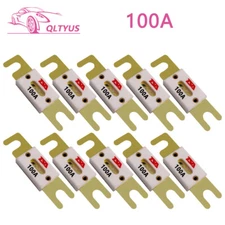 10PC 100A Gold-plated Brass ANL Ceramic Fuse Plug Bolt Type Fuse for car Audio