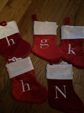NWT 8" Red Christmas Stocking Monogram n h g OR k  PICK ONE merry brite