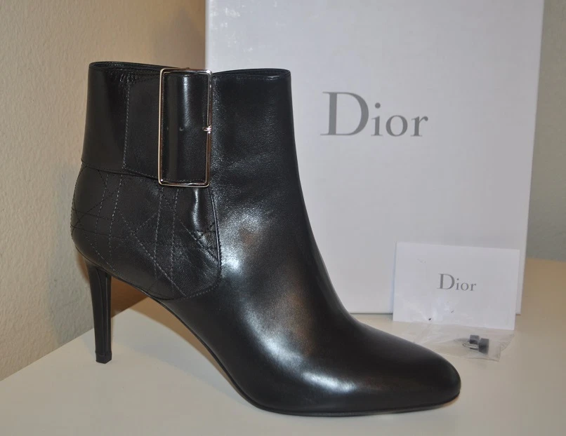 Chaussures bottines graphiques en cuir noir Christian DIOR 40,5/10 US