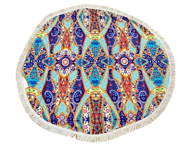 Loft Round Large Plush Beach Towel Blanket 60'' Dia Plus White Fringe