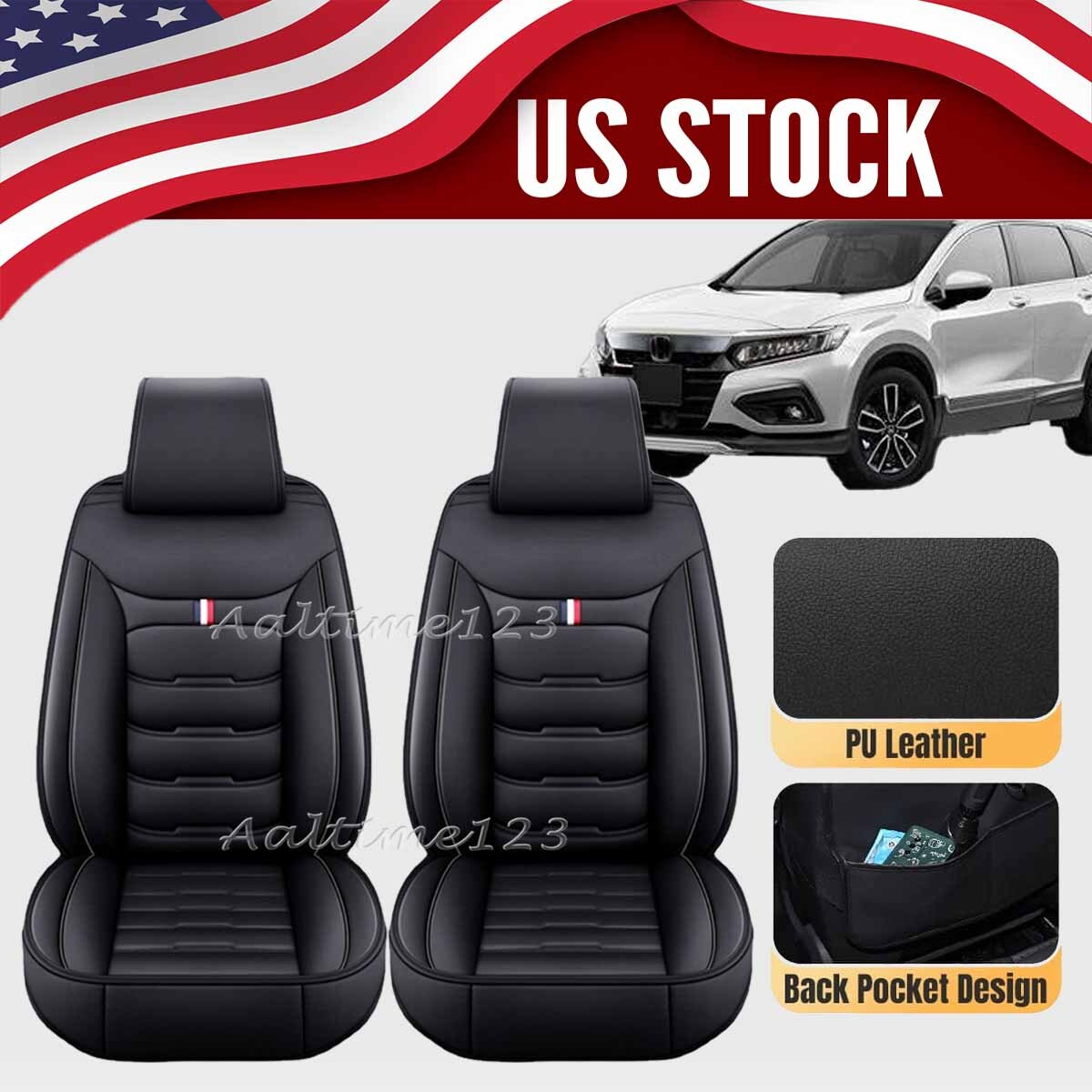 For Honda CRV CR-V 2019-2024 Leather Car Seat Covers 2-Seats Front