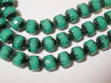 25 Opaque Turquoise with Black Cathedral Czech Glass 8mm beads