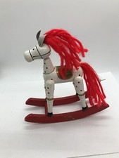 Vintage Christmas ornament rocking horse 5.5 inch high wood Taiwan