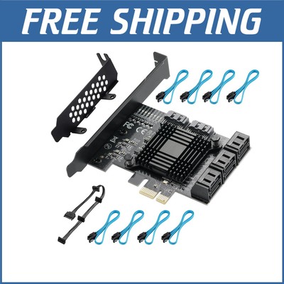 SATA Expansion Card PCIE 1X - 8 Ports, 6 Gbps, Full Compatibility with Systems