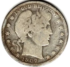1907 D Barber Half Dollar grades in VERY GOOD condition    stk v84
