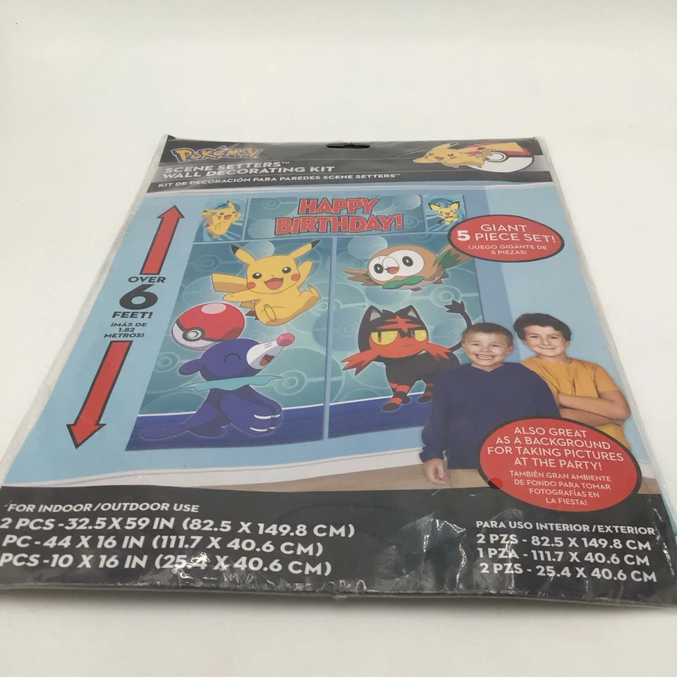 Giant 6 FT Pokémon Wall Poster Decorating Kit 5 Pcs Set Birthday Party Supplies - Image 4 of 4