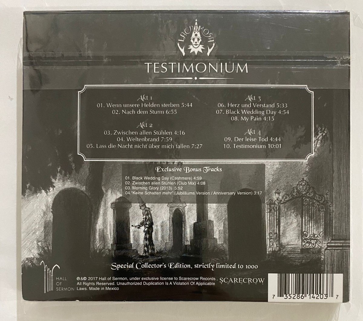 LACRIMOSA - TESTIMONIUM - 2017 MEXICAN CD ALBUM DOUBLE, DIGIPAK