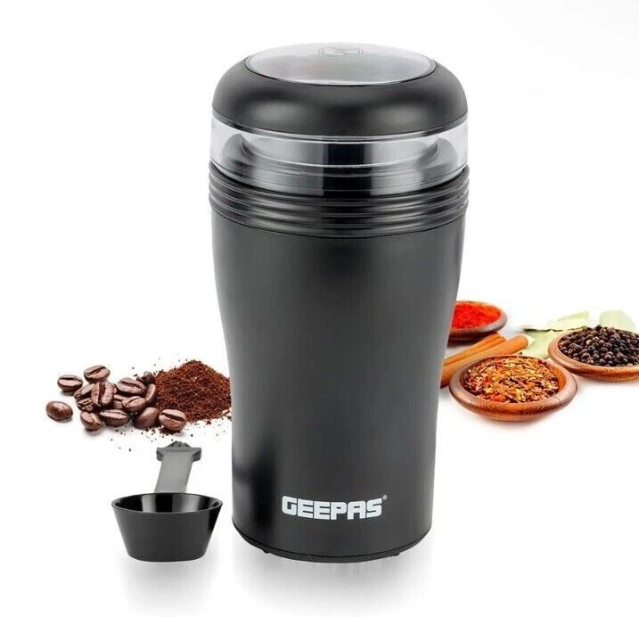 Geepas 40g Coffee Grinder Stainless Steel Blades Dried Spice Nuts 150W Black