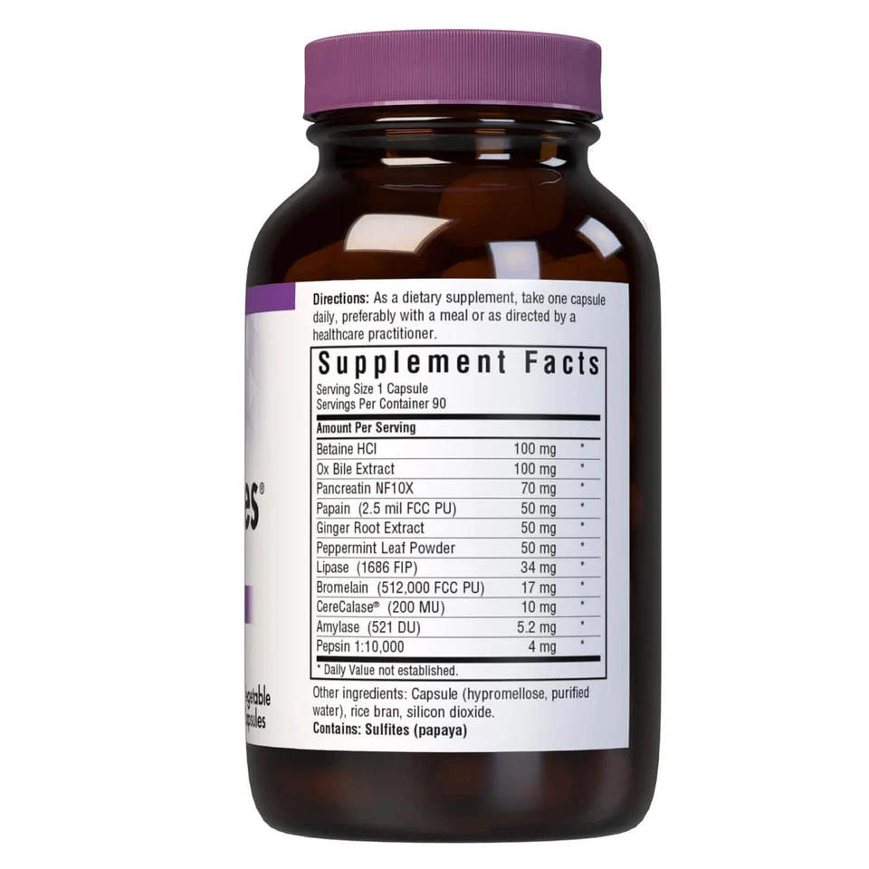 Bluebonnet Power-Zymes 90 Cápsulas Vegetales, Proteína Apoyo Digestivo Foto 2 de 4