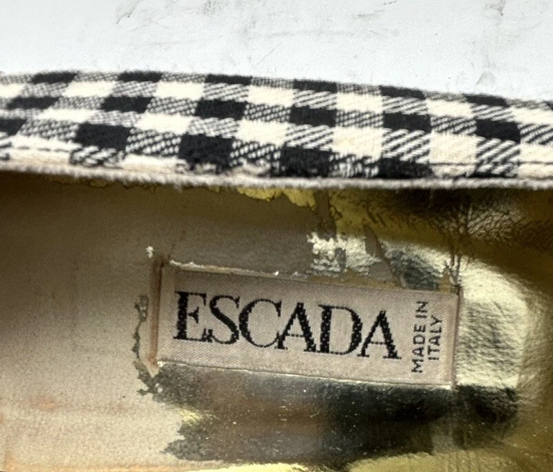 Zapatos de tacón ESCADA vintage, talla 8, cuadros negro/blanco Foto 2 de 4