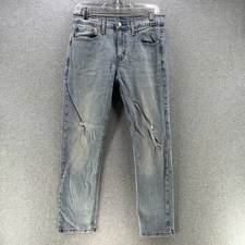 Levi's 502 Men Jeans 29x30 Blue Denim Distressed Light Wash Mid Rise Pantalones