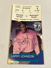 Charlotte Hornets Washington Bullets NBA Ticket Stub #3 11-19-93 Larry Johnson
