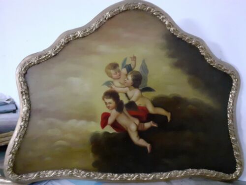 QUADRO SCENA DIPINTO SU TAVOLA LEGNO GRANDE CORNICE BAROCCA ORO CM 60X80 CM - Foto 27 di 61