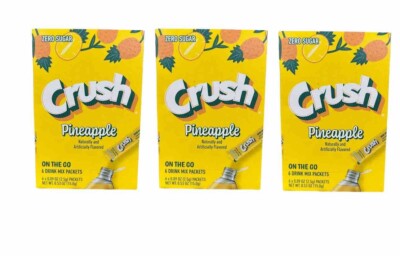 Pineapple Crush 18 Packets Sugar Free Drink Mix 3 Boxes