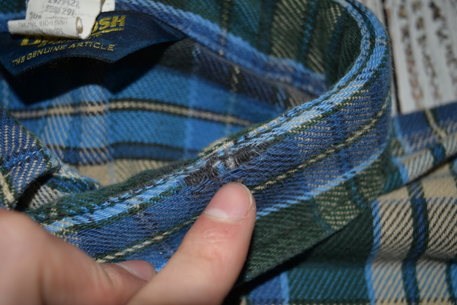 OSHKOSH B'GOSH MENS XXLB BIG RARE VINTAGE FLANNEL SHIRT BLUE GREEN USA COTTON image 8