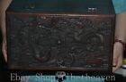 16" Old Chinese Huanghuali Wood Carving Palace Dragon Phoenix Chest Jewelry Box