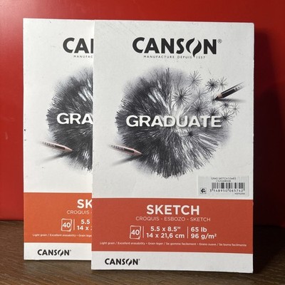 2 Canson Graduate Series Sketch Pads 5.5''X8.5''-40 Sheets 5A0027QW-1GB25 (Bin 3)