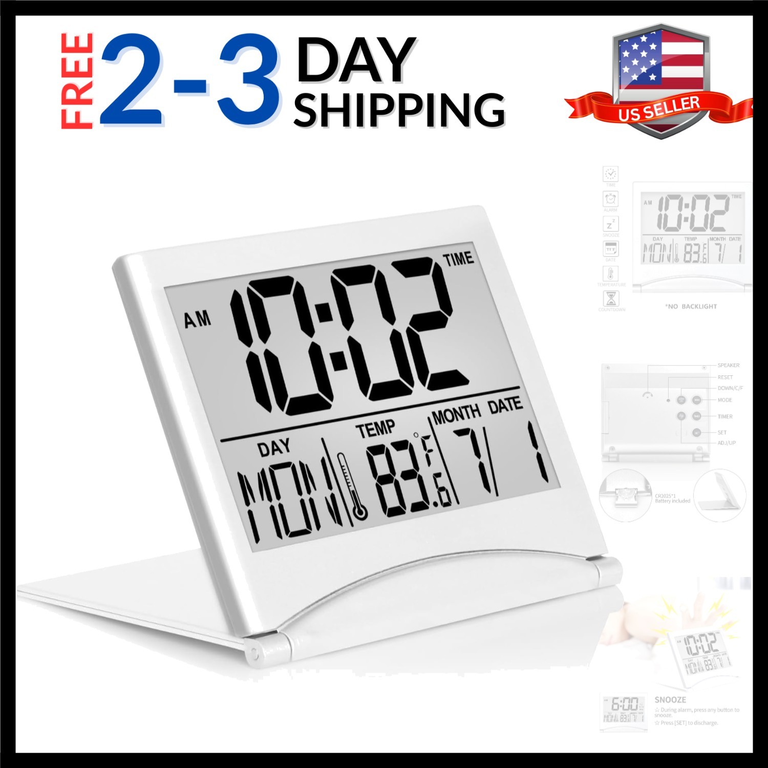 - Foldable Calendar Temperature Timer Lcd Clock Wi...